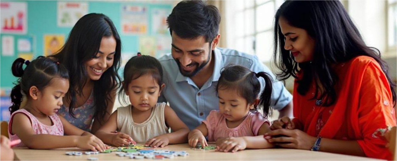 Parent and child participating in Bright Beginnings early learning activity